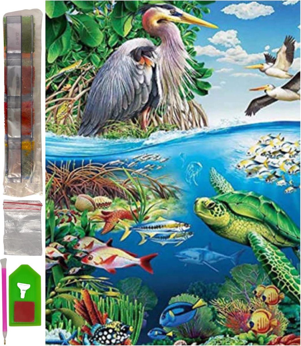 5D Diamond Painting Set - Complete Accessoires 30x40 cm voor Thuisdecoratie - Isla Peces